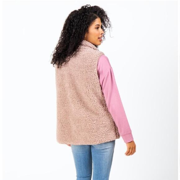 NWT Francesca's Harper Heritage Rose Pink Wubby Open Cardigan Vest - Picture 6 of 10